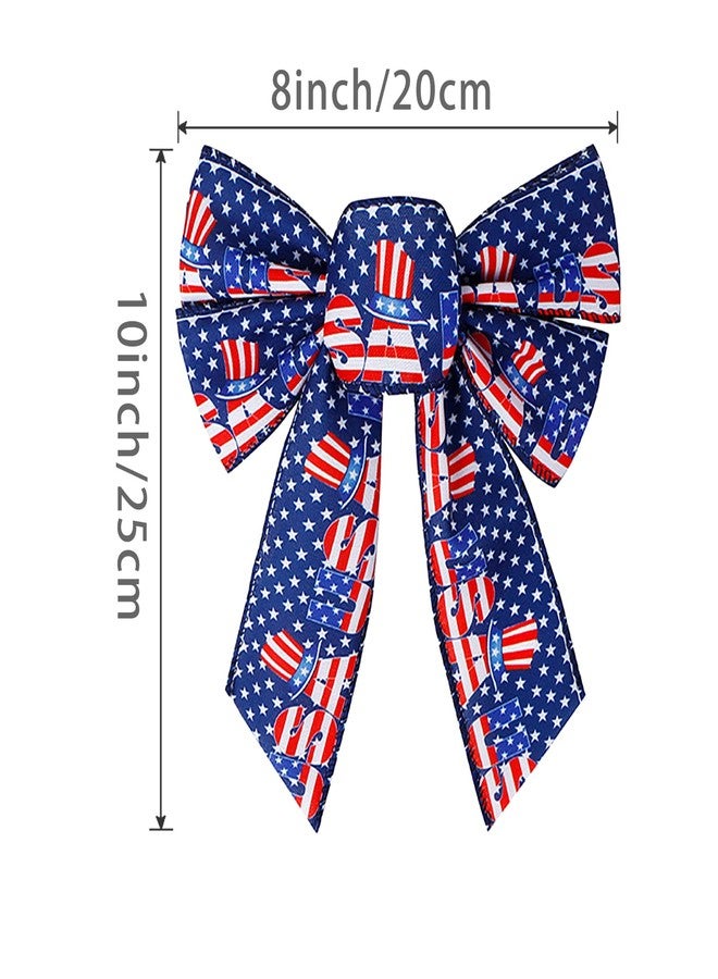 Lamantery 3Pack 8In Patriotic Wreath Bow 4th of July Bows America Flag Patriotic Tree Top 4th of July Party Tree Topper for Memorial Day Independence Day Decorations - Image 2